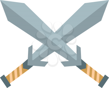 Clipart of two crossed swords pointing up symbolize ready to fight vector color drawing or illustration 