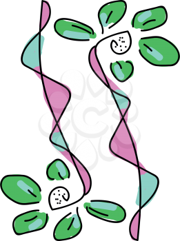 Vitrage flowers with green-colored leaves are pretty and beautiful vector color drawing or illustration 