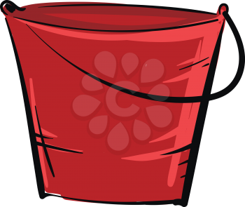 Red bucket vector illustration on white background