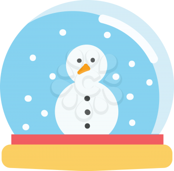 Simple vector illustration on white background of a snow globe with a snowman