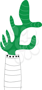 Green cactus in flower pot illustration vector on white background