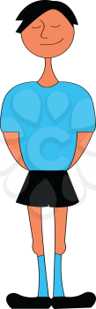 Man in a blue T-shirt and black shorts illustration vector on white background