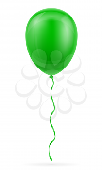 celebratory green balloon pumped helium with ribbon stock vector illustration isolated on white background