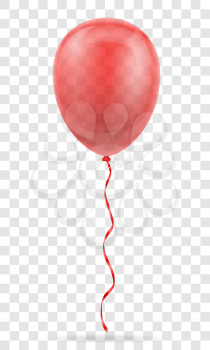 celebratory transparent red balloon pumped helium with ribbon stock vector illustration isolated on white background