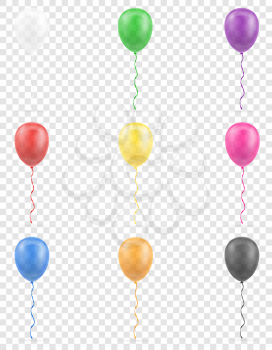 celebratory transparent balloons pumped helium with ribbon stock vector illustration isolated on white background