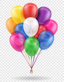 celebratory transparent balloons pumped helium with ribbon stock vector illustration isolated on white background