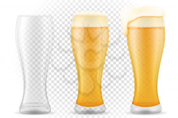 beer in glass transparent stock vector illustration isolated on white background