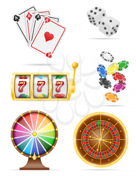 casino objects and equipment set icons stock vector illustration isolated on white background