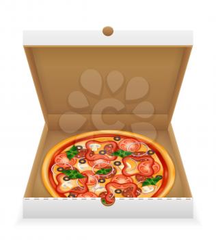 pizza in cardboard box stock vector illustration isolated on white background