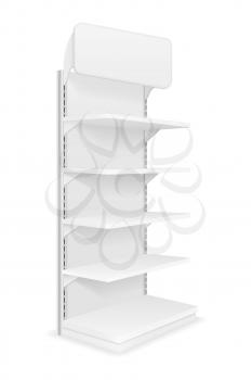 shelving rack for store trading with a sign to advertise goods and products empty template for design stock vector illustration isolated on white background