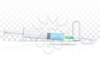 medical syringe with ampoule for injection stock vector illustration isolated on white background