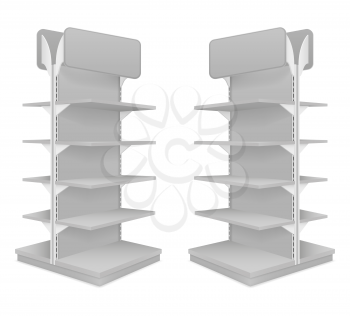 shop shelves racks for selling goods in a store vector illustration isolated on white backgroun