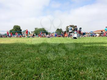 youth volleyball camp at park with kids and children being healthy sport outdoors