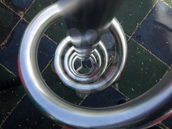 Wall art modern design sculpture metal stainless steel brushed aluminum spiral down perspective
