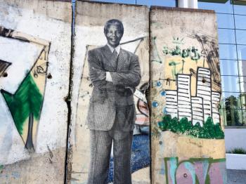 Urban street art with Nelson Mandela South Africa leader against apartheid