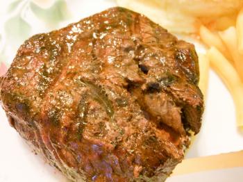 filet mignon grilled juicy cow beef on plate background dinner