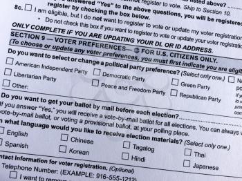 Voters registration form on american dmv california paper