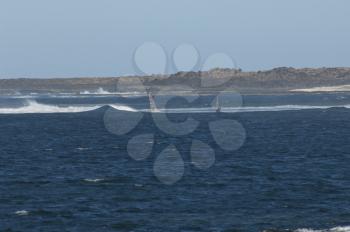 Windsurfers. Majanicho. La Oliva. Fuerteventura. Canary Islands. Spain.