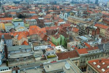 Zagreb, Croatia - 24 February 2019: Zagreb skyline with red rooftops