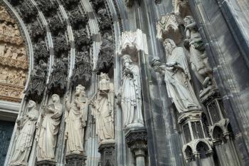 Cologne, Germany - 1 March 2019: Portal of Cologne Cathedral