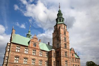 Copenhagen, Denmark - 12 September 2019: Rosenborg castle with bright blue sky