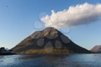The island of Kunoy view fromf Klaksvik, Faroe Islands, Denmark. Long exposure.