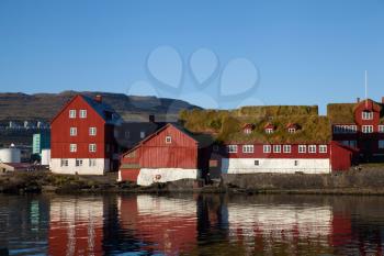 Torshavn, Faroe Islands, Denmark - 21 September 2019: Tinganes on a bright sunny day