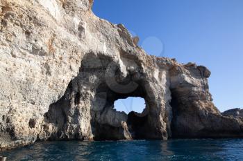 Crystal Lagoon grotto view from ship, Comino, Malta
