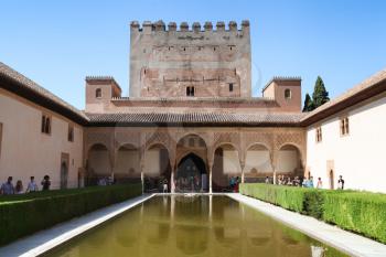 Granada, Spain - 26 July 2013: Exterior of Comares Palace and Tower