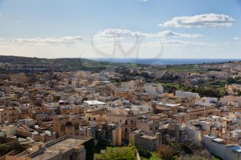 Panoramic view of Victoria, view from Citadel, Gozo, Malta
