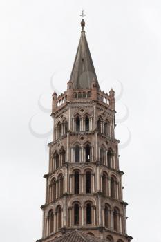 Church of Saint-Sernin Tower close-up with white background