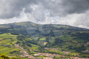 Green agricultural pattern of Faial Island, Azores, Portugal