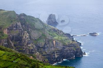 Rocky landscape of Flores island, Azores, Portugal