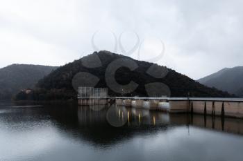 Vilanova de Sau, Spain - 18 November 2018: Dam of Sau reservoir