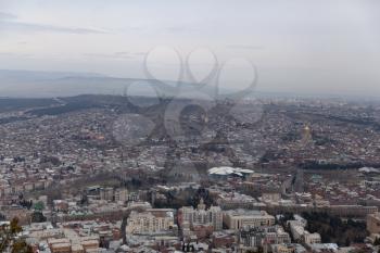 Tbilisi, Georgia - 24 March 2016: Tbilisi panoramic view from Mount Mtatsminda