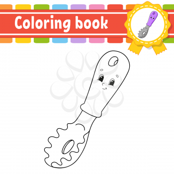 Coloring book for kids. Cheerful character. Vector illustration. Cute cartoon style. Black contour silhouette. Isolated on white background.