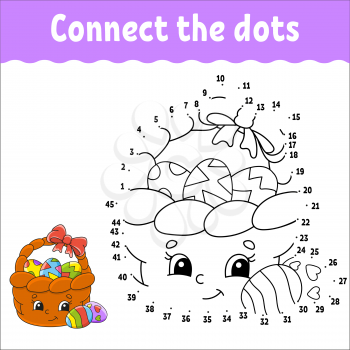 Dot to dot game. Draw a line. For kids. Activity worksheet. Coloring book. With answer. Cartoon character.