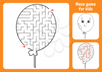 Abstract maze. Game for kids. Puzzle for children. Labyrinth conundrum. Find the right path. Education worksheet. With answer.