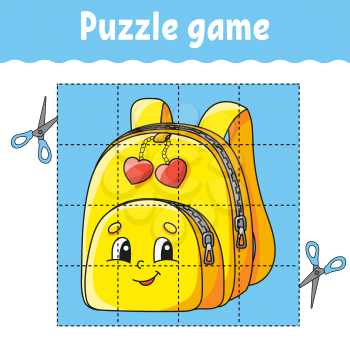 Puzzle game for kids. Education developing worksheet. Back to school. Color activity page. For toddler. Riddle for preschool. Isolated vector illustration in cartoon style.