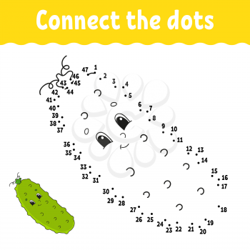 Dot to dot game. Draw a line. For kids. Activity worksheet. Coloring book. With answer. Cartoon character.