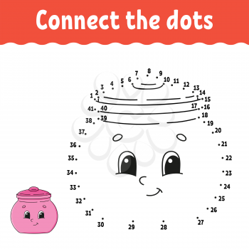 Dot to dot game. Draw a line. For kids. Activity worksheet. Coloring book. With answer. Cartoon character. Vector illustration.