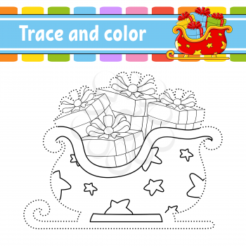 Dot to dot Dot to dot game. Draw a line. For kids. Activity worksheet. Coloring book. With answer. Cartoon character. Vector illustration. Christmas theme.