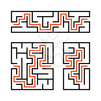 A set of mazes. Game for kids. Puzzle for children. Labyrinth conundrum. Vector illustration