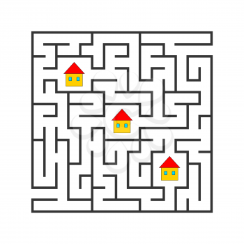 Funny maze. Game for kids. Puzzle for children. Cartoon style. Labyrinth conundrum. Color vector illustration. The development of logical and spatial thinking