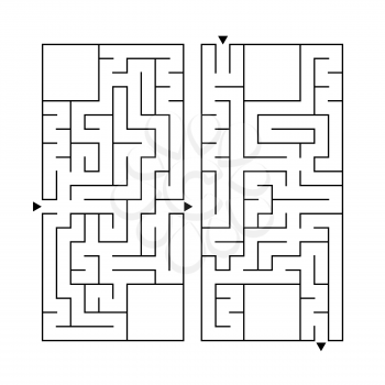 A set of two rectangular labyrinths. Simple flat vector illustration isolated on white background. With a place for your image