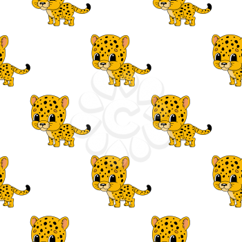 Color seamless pattern. Cartoon style. Bright design. For walpaper, poster, banner. Hand drawn. Vector illustration isolated on white background.