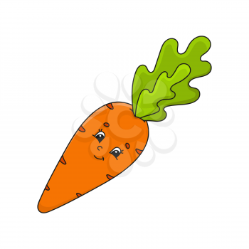 Vegetable carrot. Cute character. Colorful vector illustration. Cartoon style. Isolated on white background. Design element. Template for your design, books, stickers, cards, posters, clothes.