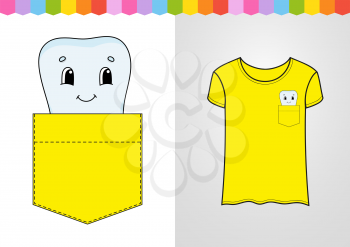 Cute character in shirt pocket. Cute character. Colorful vector illustration. Cartoon style. Isolated on white background. Design element. Template for your shirts, books, stickers, cards, posters.