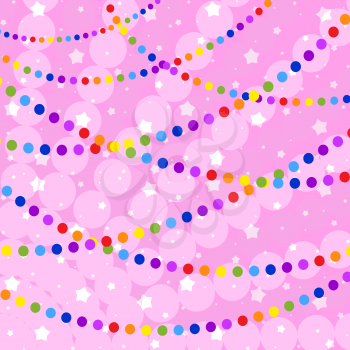 Set of flat colored isolated garlands round. Pink iridescent background . Suitable for design.
