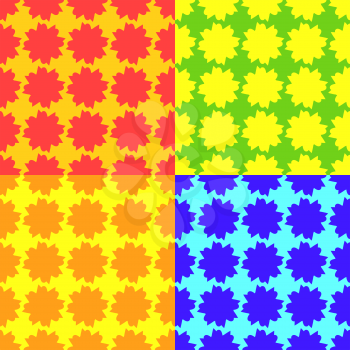 Set of bright seamless patterns of blue, green, red, yellow, orange